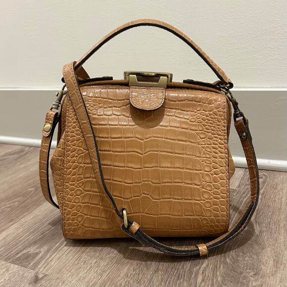 Patricia Nash Nela Croc Embossed Leather Satchel Biscuit Top Handle Crossbody - Picture 2 of 16